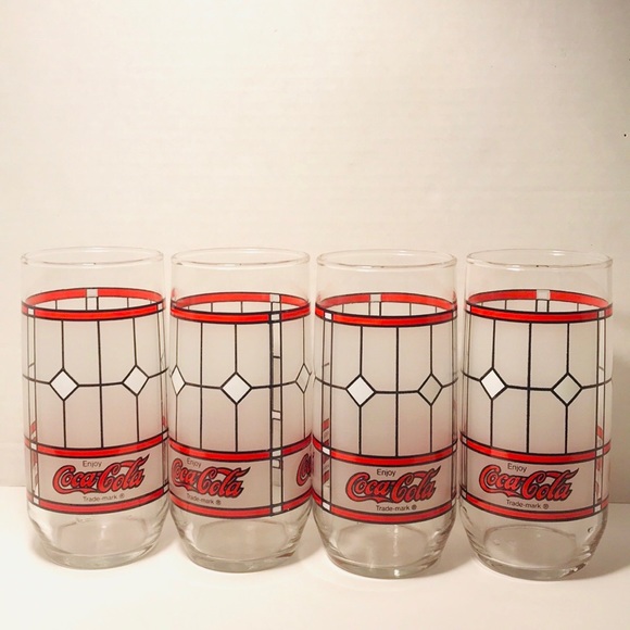 NWOT 4 Coca Cola Stained Tumbler Glasses - Picture 4 of 6